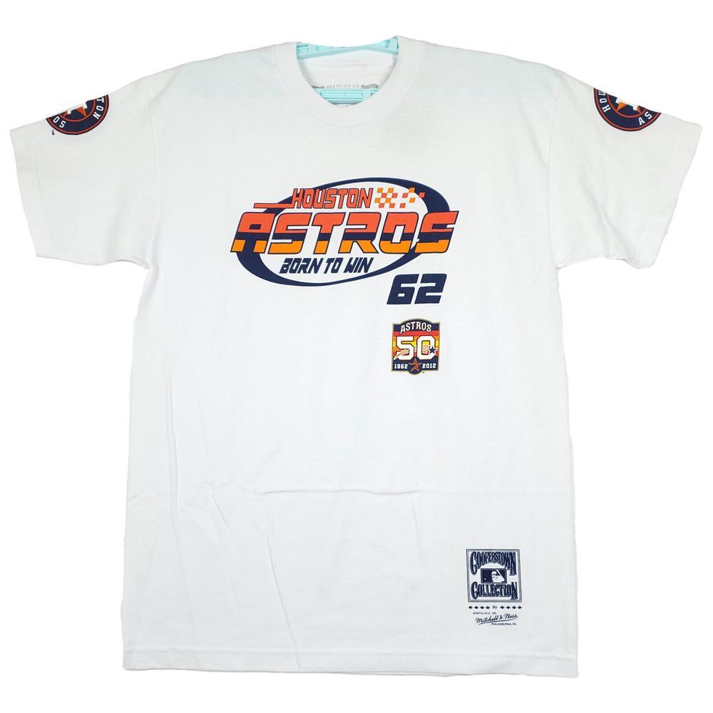 Houston Astros Mitchell & Ness MLB L Large Shirt Moto Racing Art White NWT